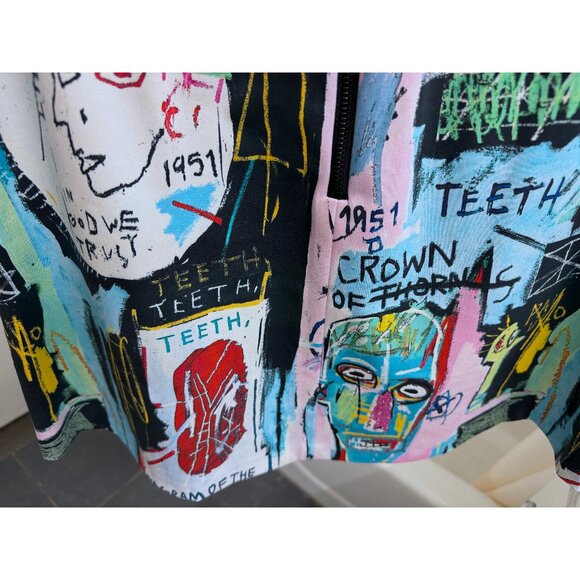 Alice + Olivia Basquiat Riley Graffiti Print Mini Skirt Drawing Doodle Blue 4 - Picture 12 of 12